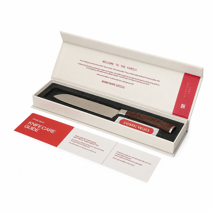 Shinrai Knives -  Damastdruck-Serie - Kleines Santokumesser (13cm)
