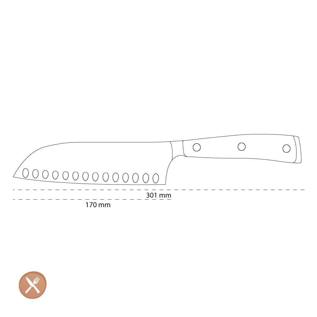 Wusthof - Classic Ikon Santoku met kuiltjes 17 cm Santokumes Wusthof 