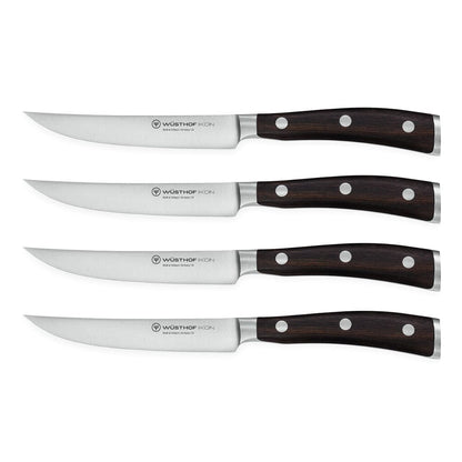 Wusthof - Ikon Steakmessenset 4-delig - Houten handvat Steakmessen Wusthof 