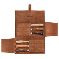 Wusthof - Ikon Steakmessenset 6-delig + Lederen Messentas Messenset Wusthof 