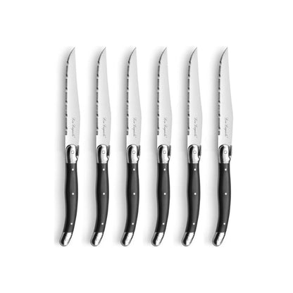 Lou Laguiole - 6-pc steak knives in wooden block - anthracite Steakmes Lou Laguiole 